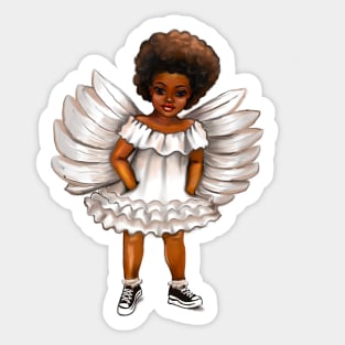 The Best Gift ideas 2022, lil angel.... afro baby angel  - curly Afro Hair Sticker